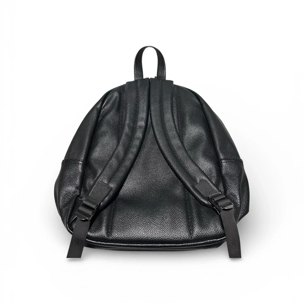Steve Madden Black Leather Backpack Blue Plaid Lining